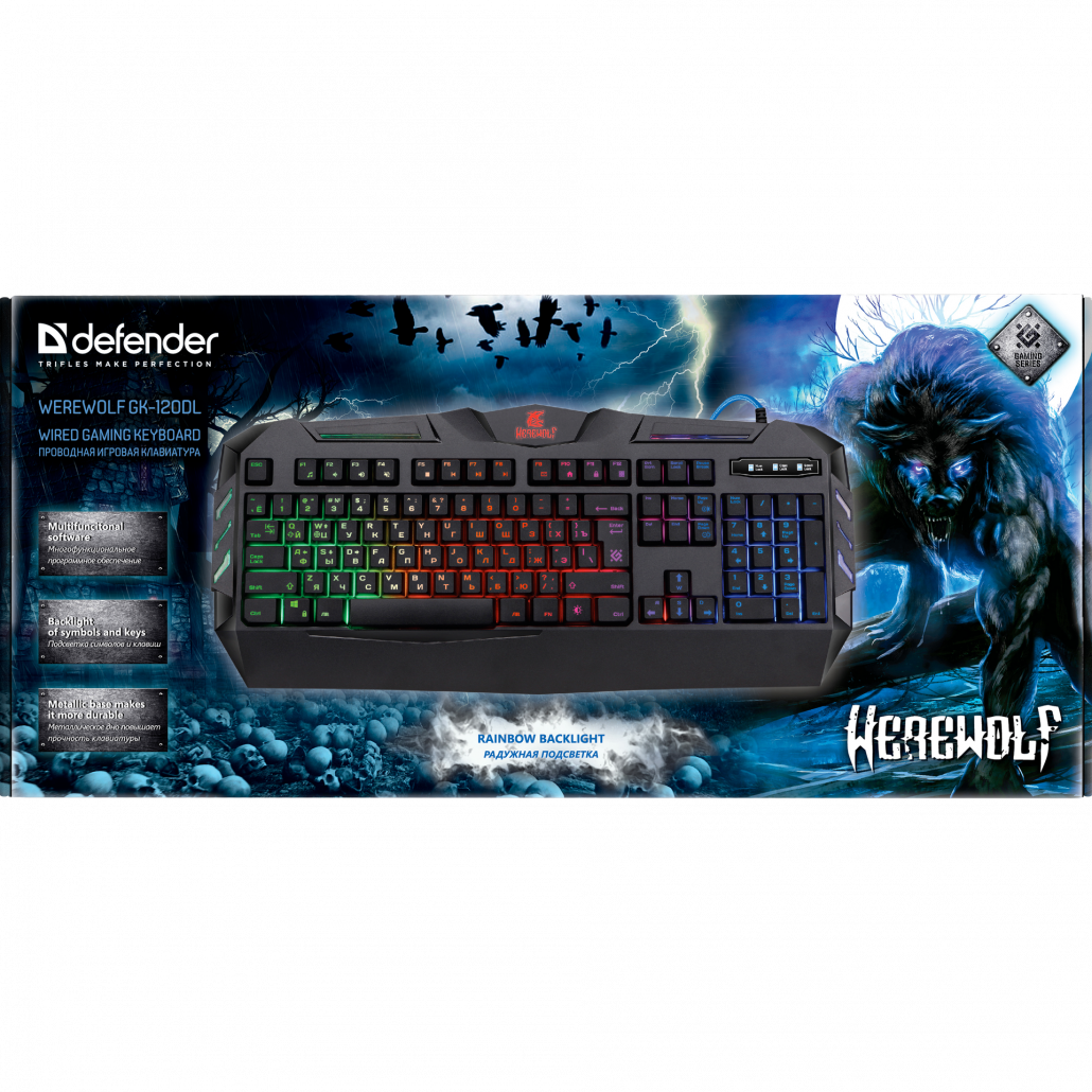 Defender werewolf. Клавиатура Defender Werewolf GK-120dl. Клавиатура Defender GK-120dl Werewolf, RGB подсветка, 19 Anti-Ghost, игровая, USB. Клавиатура GK-120dl. Игровая клавиатура Defender Werewolf GK-120dl ru RGB.