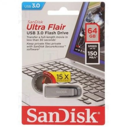 Флешка SanDisk Ultra Flair USB 3.0 [SDCZ73-064G-G46]