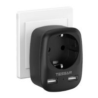 Сетевой фильтр TESSAN TS-611-DE (1 розетка + 2 USB) черный